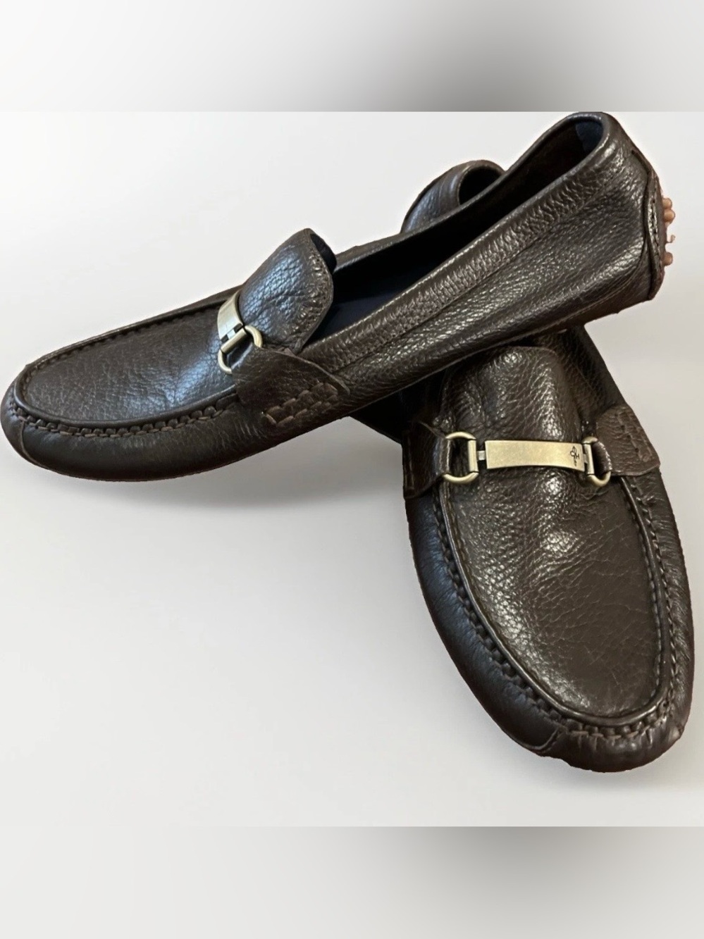 COLE HAAN MOCCASINS MENS LEATHER LOAFER SHOES DARK BROWN Sz 10.5